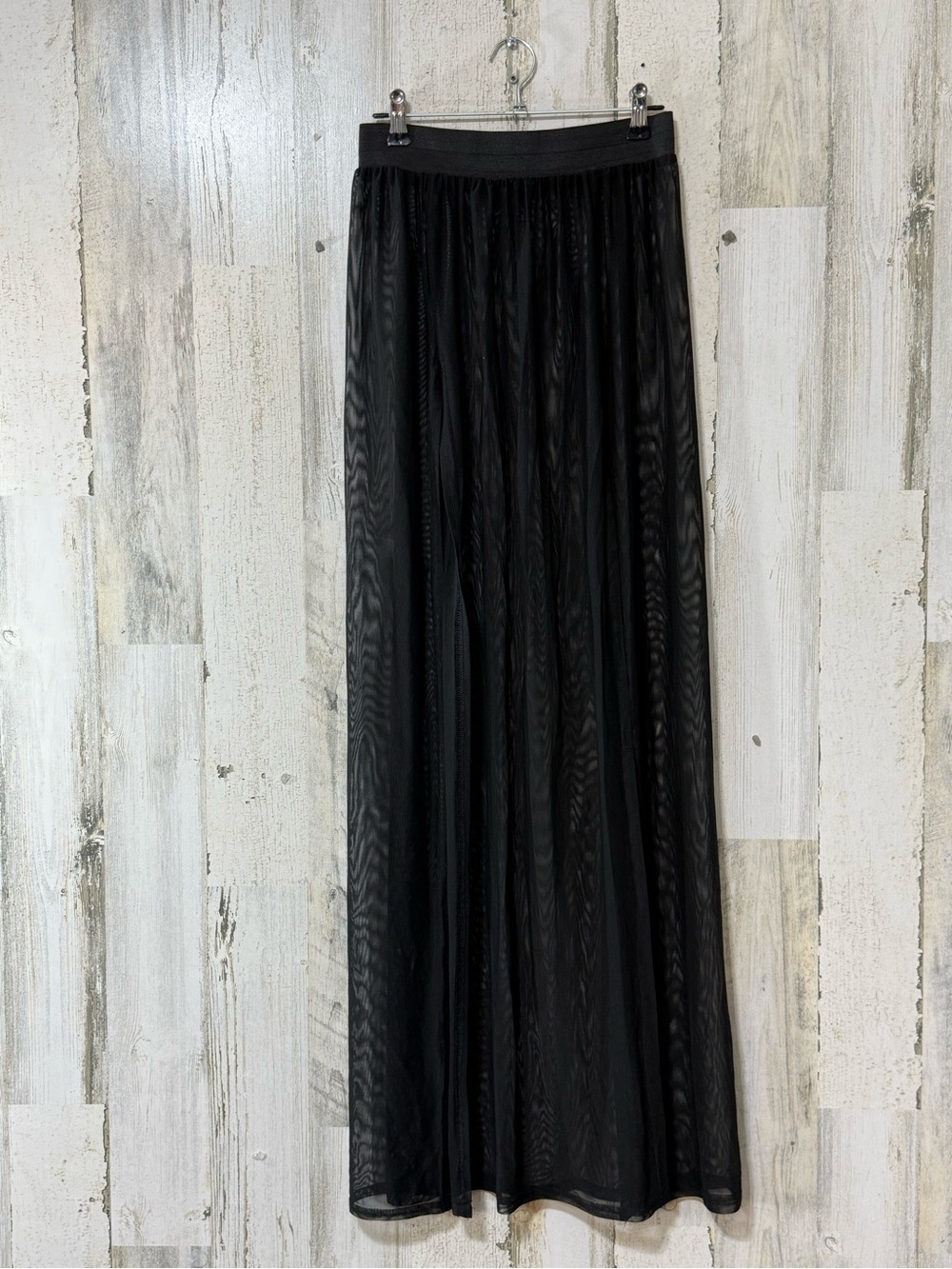 PrettyLittleThing Black Sheer Double Slit Cover-Up Skirt